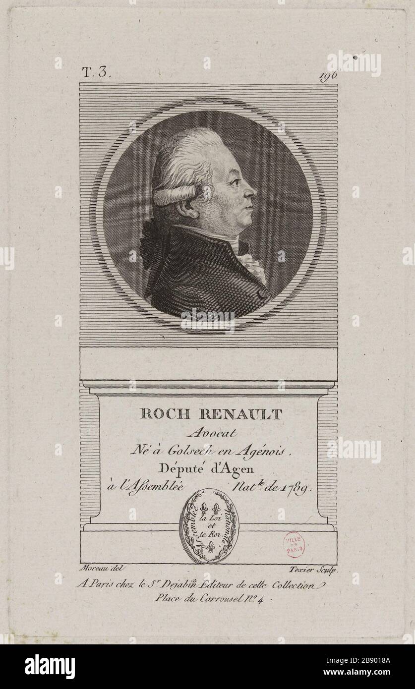 Roch Renault, Lawyer, Member of Agen. G. Texier (né en 1750). 'Roch Renault, Avocat, Député d'Agen'. Physionotrace. Paris, musée Carnavalet. Stock Photo