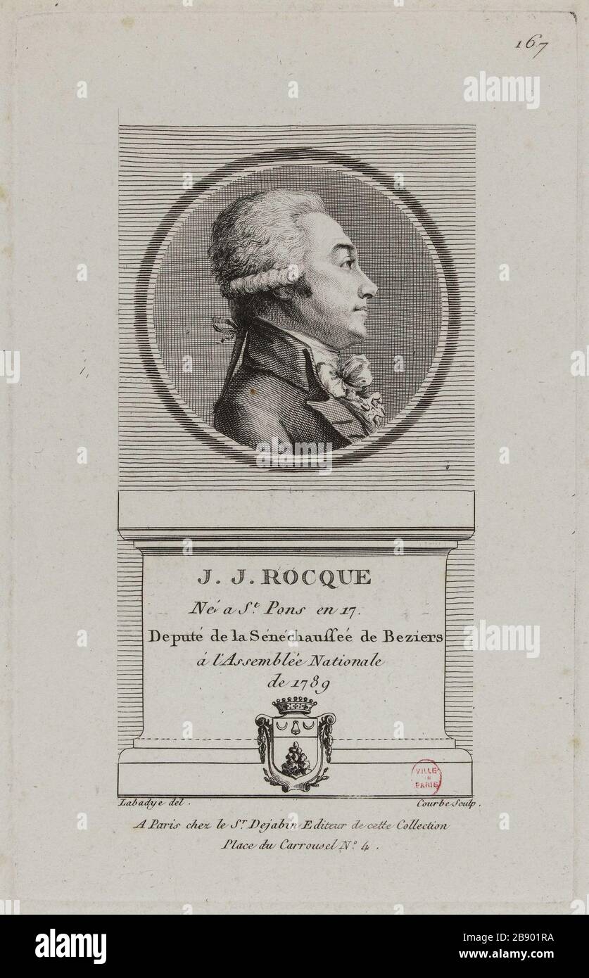 J. J. Rocque, Deputy of the Seneschal of Beziers. Wilbrode-Magloire-Nicolas Courbe (né en 1754). 'J.J. Rocque, Député de la Sénéchaussée de Beziers'. Physionotrace. Paris, musée Carnavalet. Stock Photo