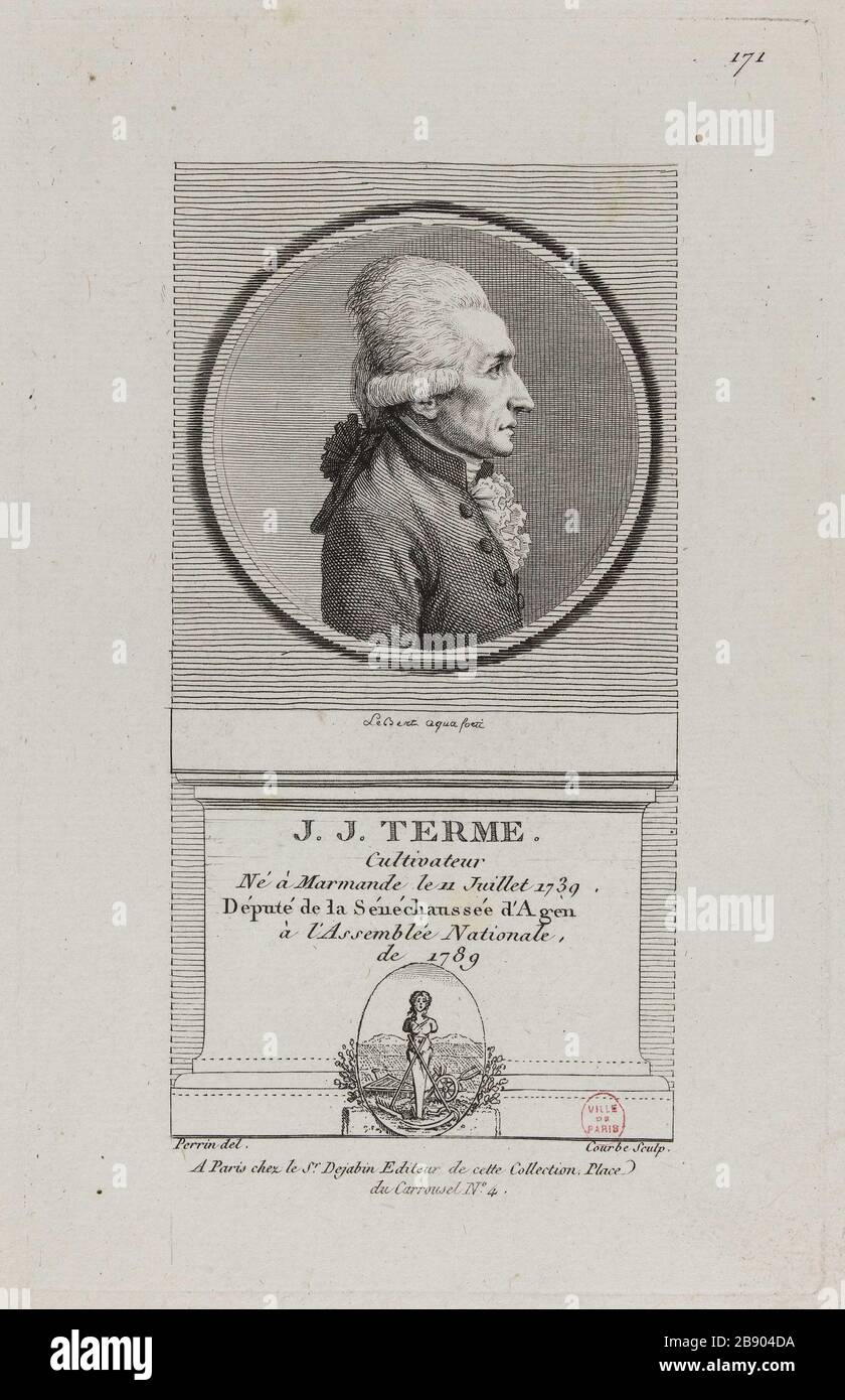 J.J Terme, farmer, member of the Seneschal of Agen. Wilbrode-Magloire-Nicolas Courbe (né en 1754). 'J.J Terme, cultivateur, député de la Sénéchaussée d'Agen'. Physionotrace. Paris, musée Carnavalet. Stock Photo
