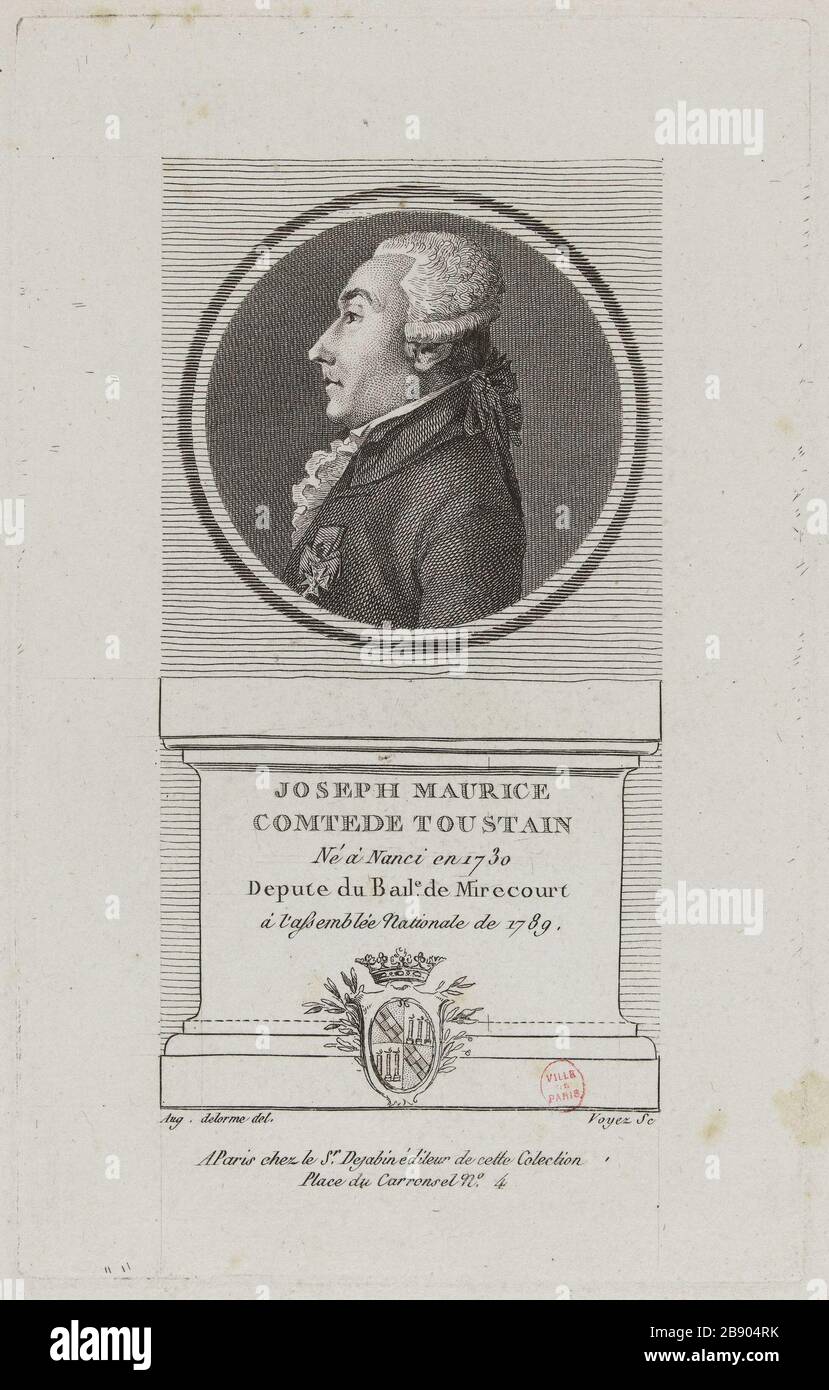 Joseph Maurice, Count of Toustain, deputy of the Bailiwick of Mirecourt in the National Assembly in 1789. Francois Voyez (1746-1805). 'Joseph Maurice, Comte de Toustain, député du Baillage de Mirecourt à l'Assemblée Nationale de 1789'. Physionotrace. Paris, musée Carnavalet. Stock Photo