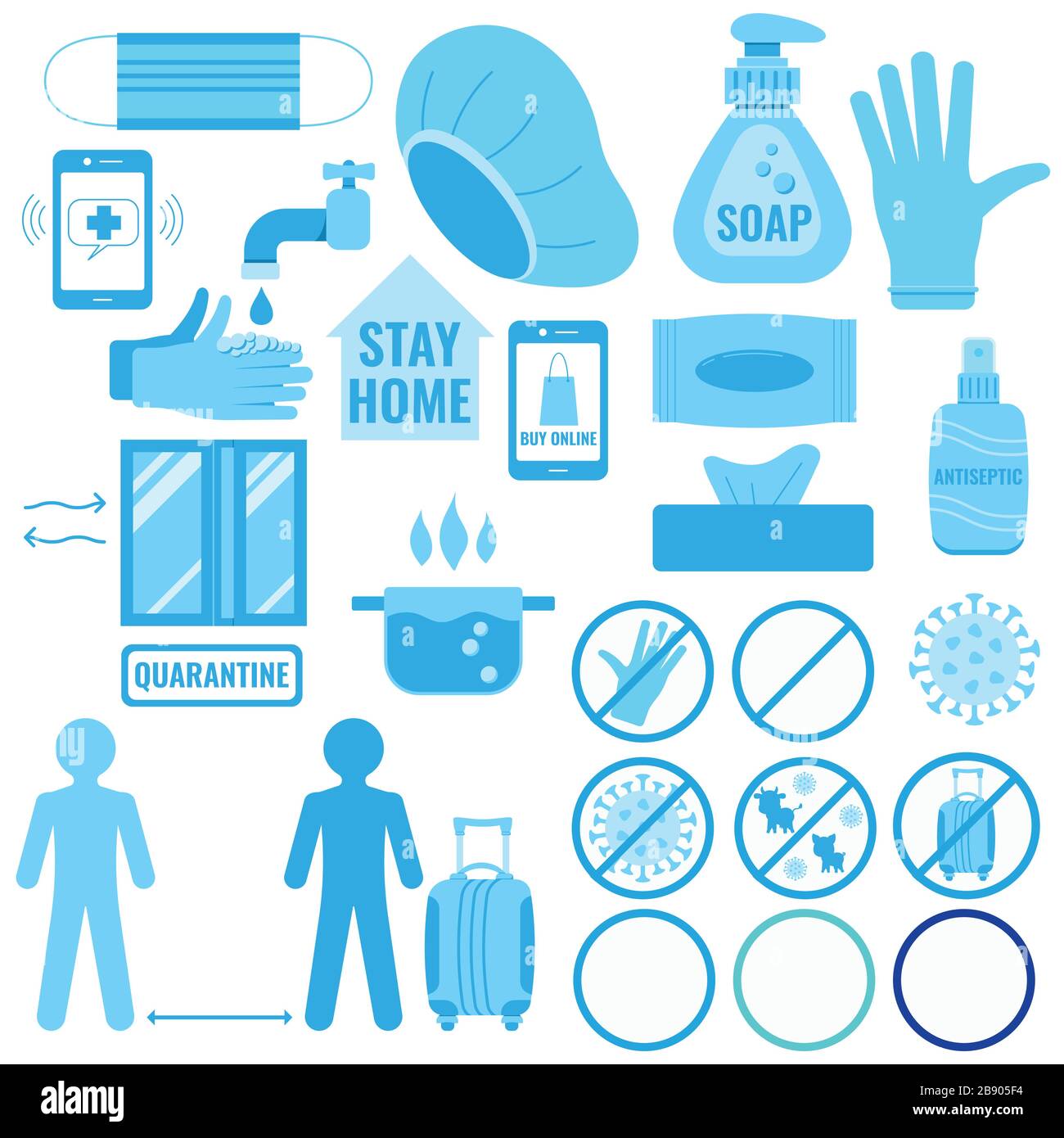 Coronavirus infographic vector flat icon set isolated on white. Stock Vector