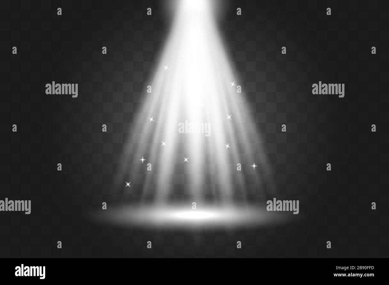 Rays of light from above. Light from a lamp on the stage. Spotlights vector effect. Spotlights lighting design template, empty scene. Stock Vector