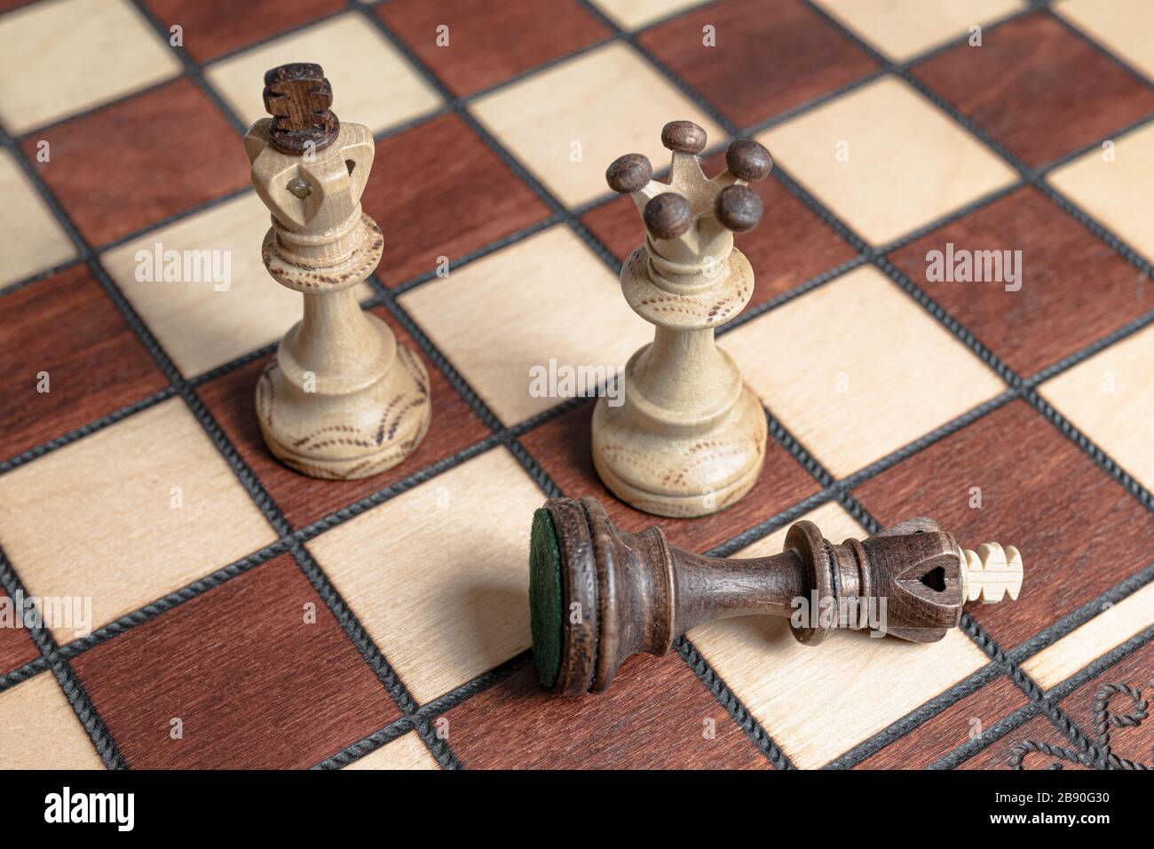 Chess situation where black player is defeated through checkmate. Royalty free stock photo. Stock Photo