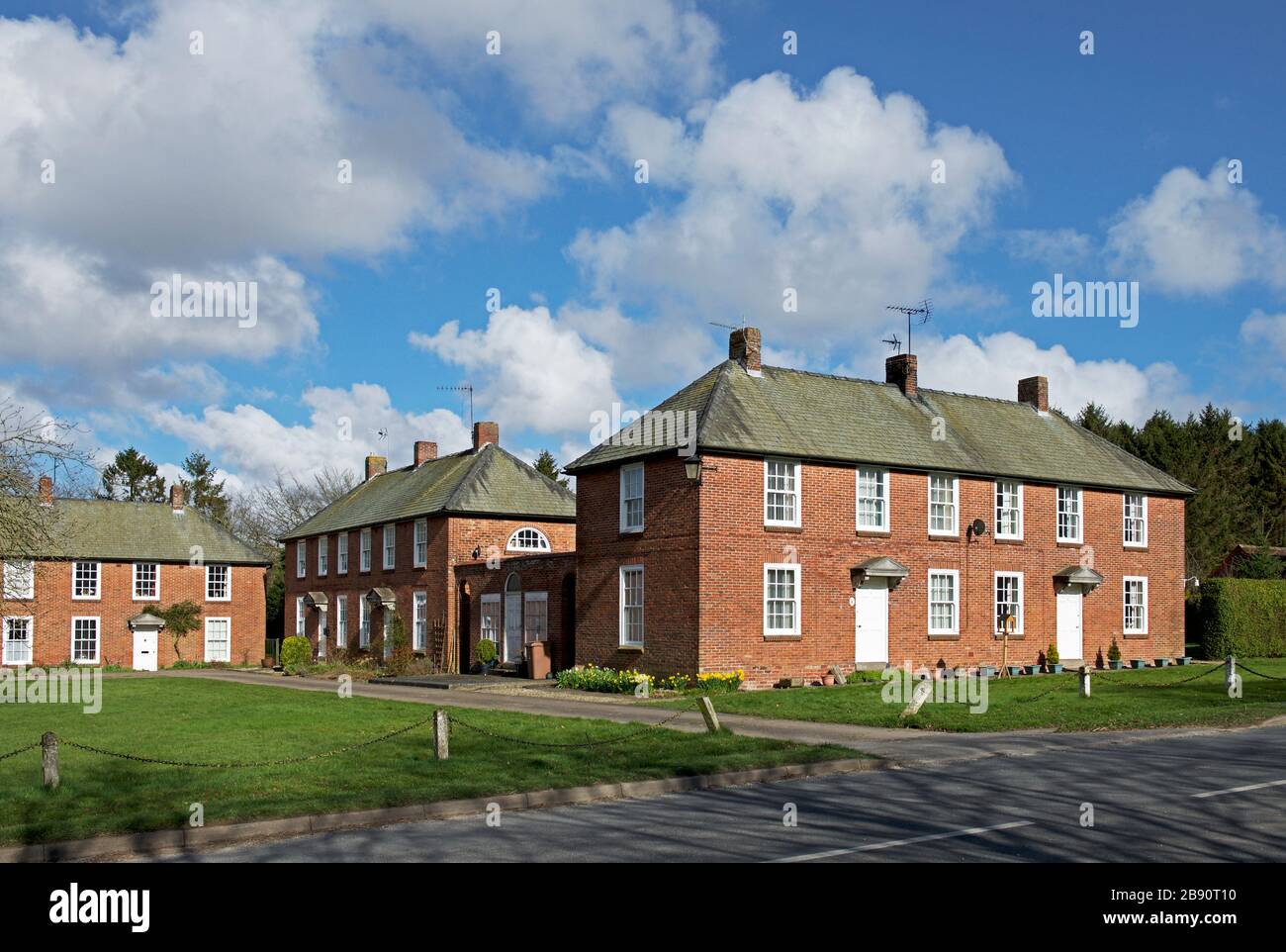 Houses in the estate village of Sledmere, East Yorkshire, England UK