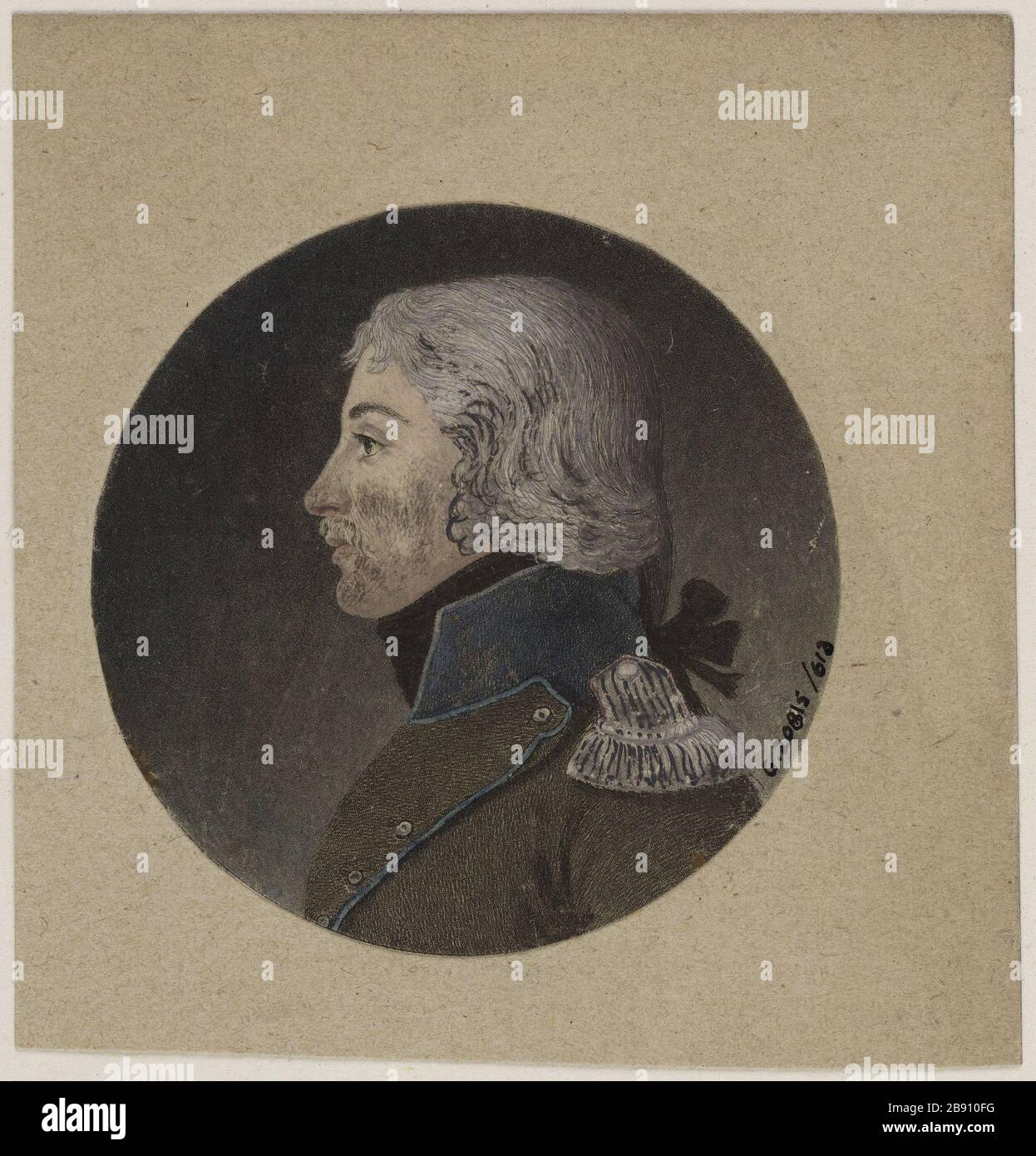 Portrait of a man, a military representative, late eighteenth century / early nineteenth century. Edmé Quenedey (1756-1830). Portrait d'un homme, représentant un militaire, fin XVIIIème siècle - début XIXème siècle. Physionotrace. 1786-1830. Paris, musée Carnavalet. Stock Photo