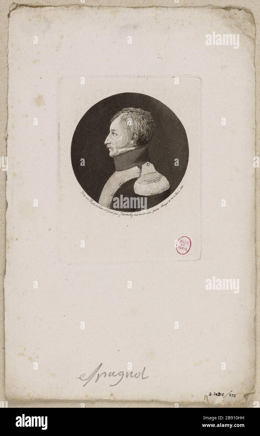 Portrait of a man, a military representative, late eighteenth century / early nineteenth century. Edmé Quenedey (1756-1830). Portrait d'un homme, représentant un militaire, fin XVIIIème siècle - début XIXème siècle. Physionotrace. 1810. Paris, musée Carnavalet. Stock Photo