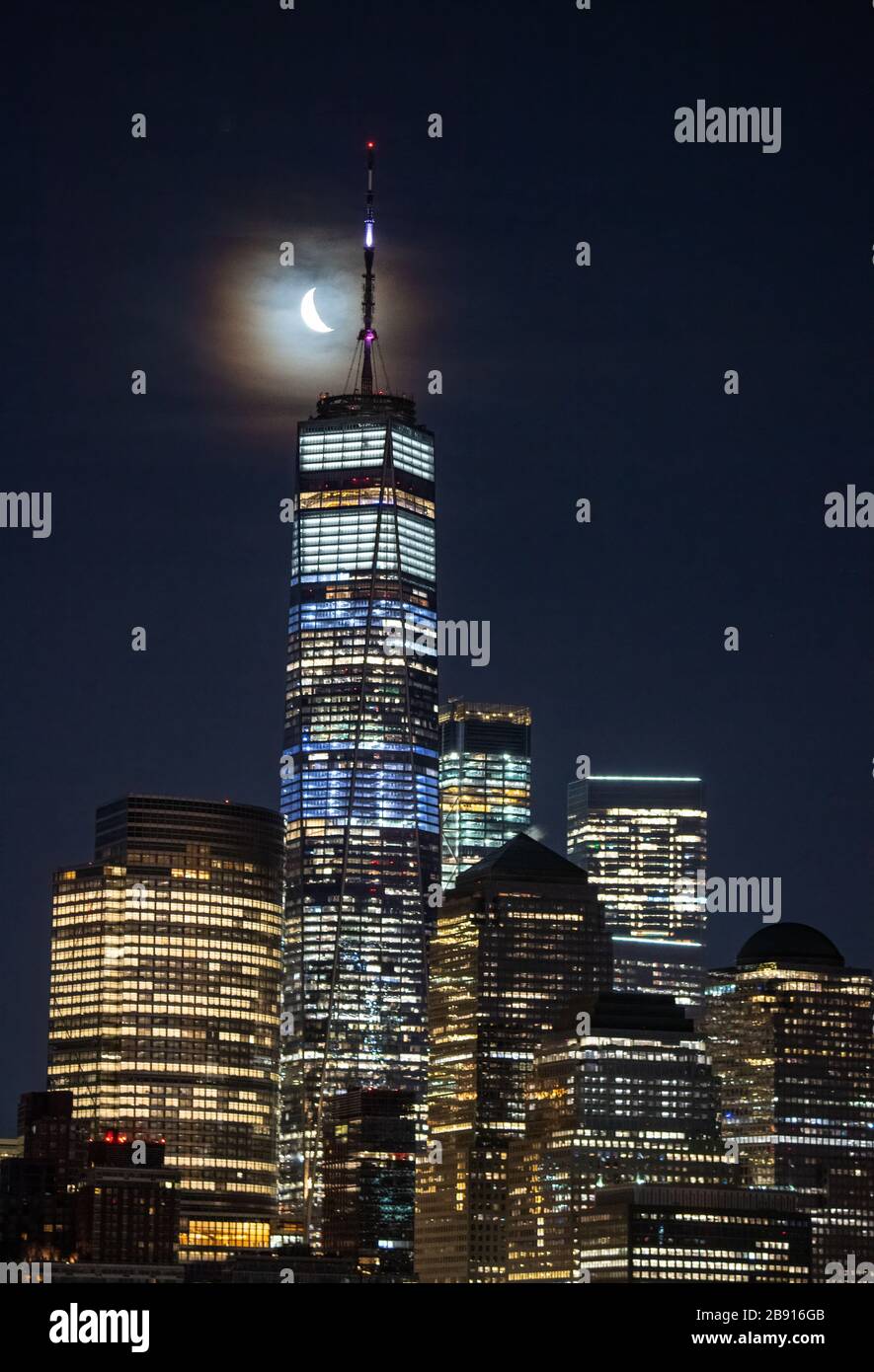 City Skyline at Night Stock Photo