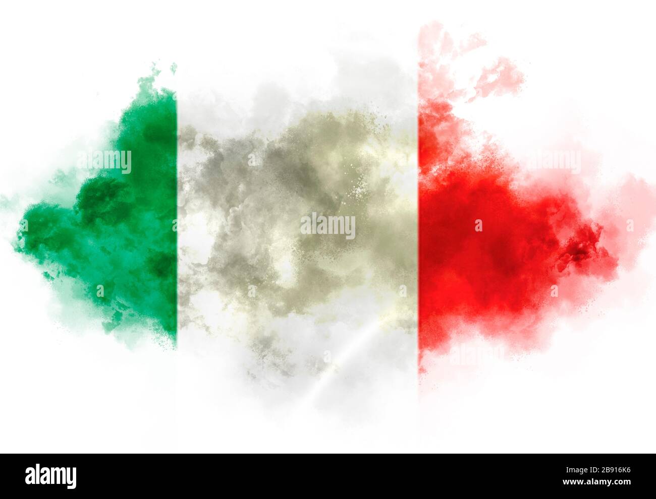 Italian flag performed from color smoke on the white background. Abstract  symbol Stock Photo - Alamy