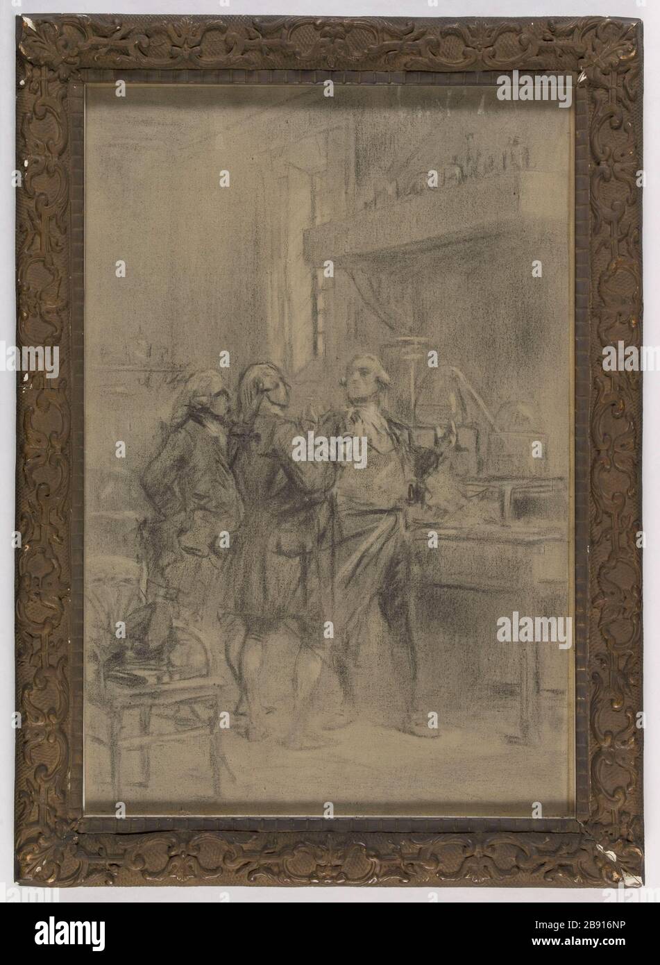 OUTLINE FOR DECORATION SORBONNE Theobald Chartran (1849-1907). 'Esquisse pour la décoration de la Sorbonne'. Fusain et craie blanche sur toile. Paris, musée Carnavalet. Stock Photo