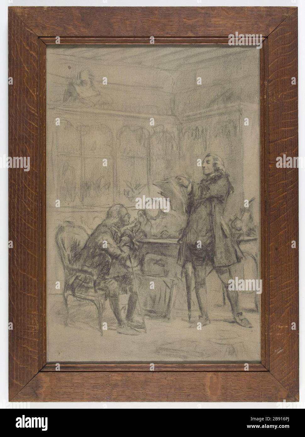 OUTLINE FOR DECORATION SORBONNE Theobald Chartran (1849-1907). 'Esquisse pour la décoration de la Sorbonne'. Fusain et craie blanche sur toile. Paris, musée Carnavalet. Stock Photo
