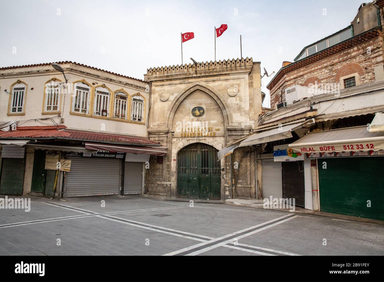 View from Grand Bazaar closed.The number of people in the squares and streets has decreased. Stock Photo