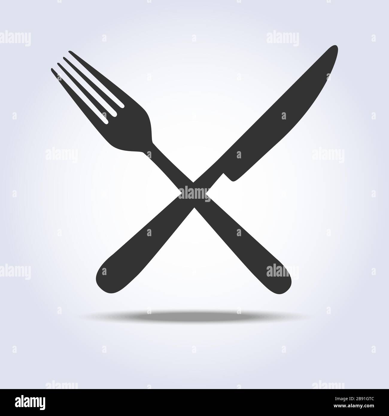 Fork knife sign simple icon in gray colors Stock Vector