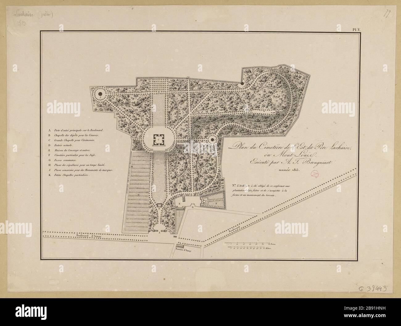 Map of the Eastern cemetery, said Père Lachaise Alexandre Théodore ...