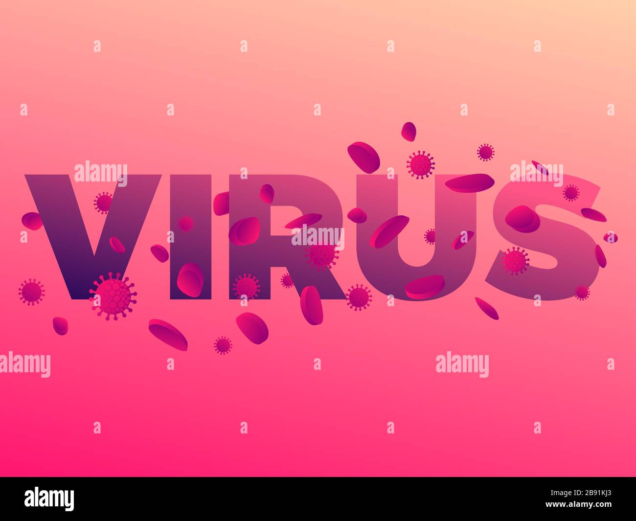 Red blood cells and viral bacteria on the background of the text. Coronavirus disease COVID-19. Vector illustration Stock Vector