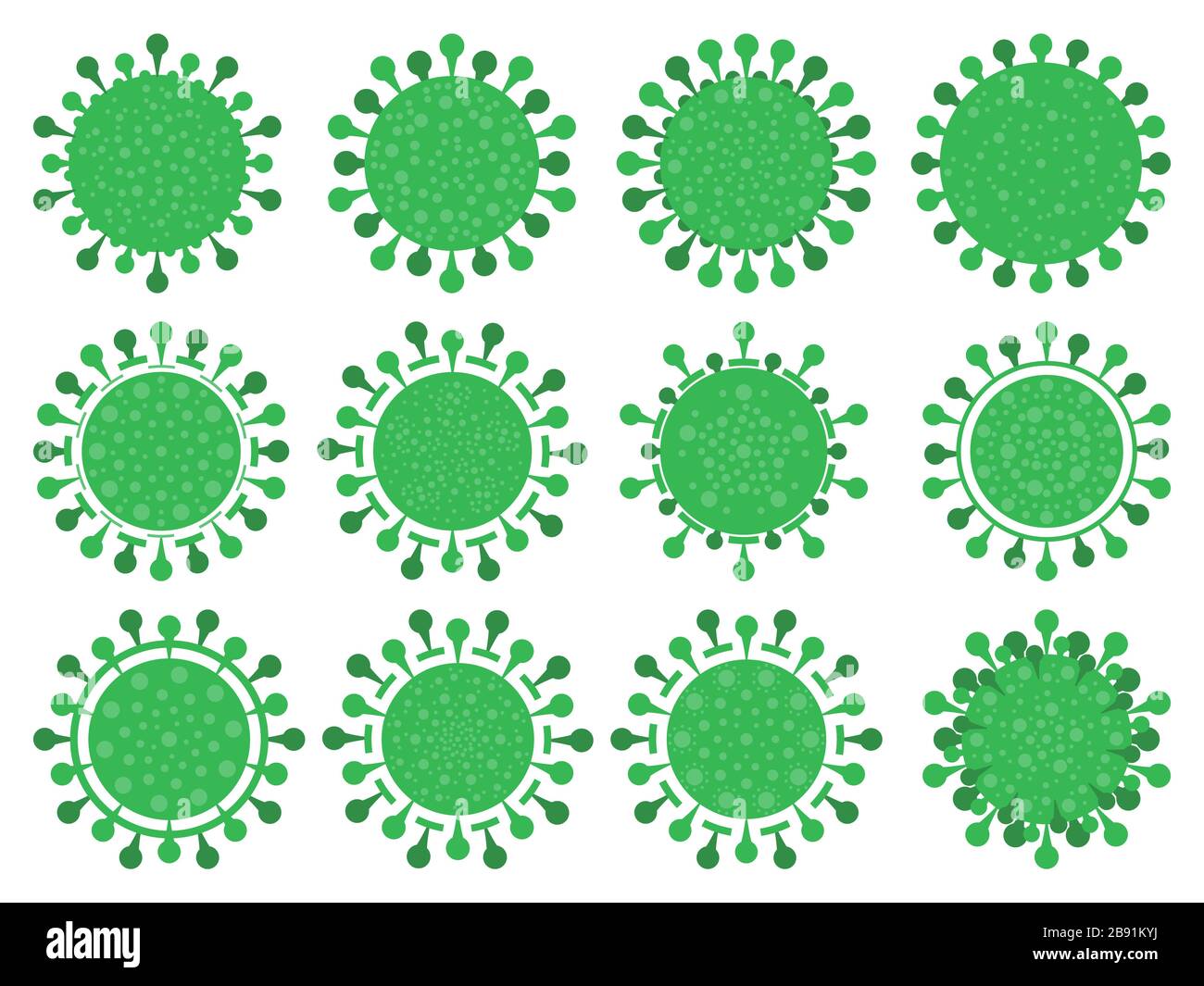 Coronavirus disease COVID-19 icons set. Virus cell collection isolated ...