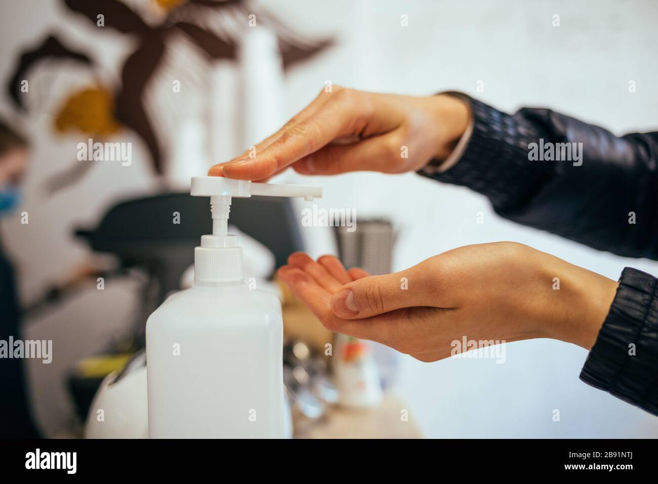 Pouring Gel To Clean Hands With Sanitizer Antiseptic Gel High ...