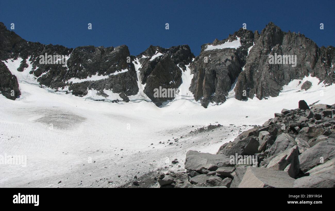 View of the palisade glacier below north palisade hires stock