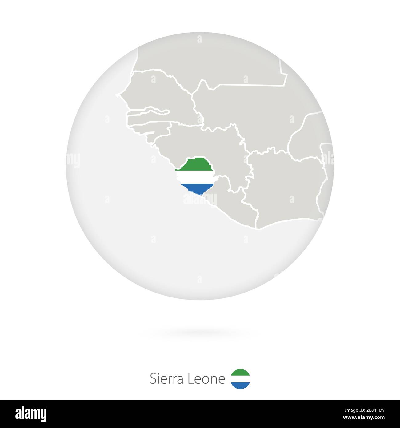 Map of Sierra Leone and national flag in a circle. Sierra Leone map ...