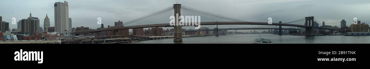 'English: Panorama of the Brooklyn Bridge; 23 January 2007 (original upload date); Own work by the original uploader; User:Nathan nfm; ' Stock Photo
