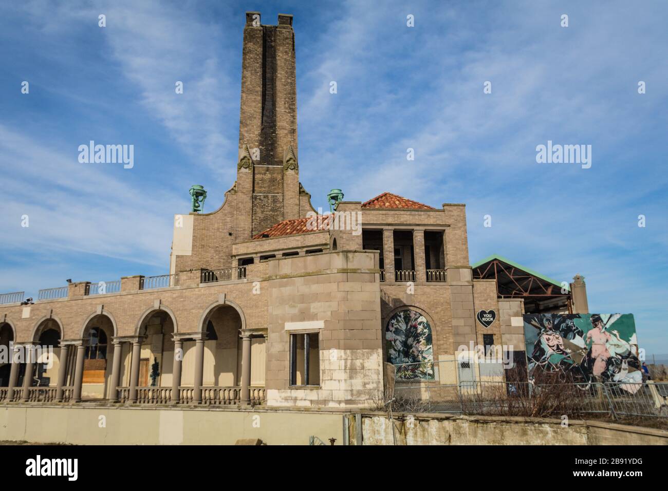 Asbury Park, NJ, USA March 5, 2020 Convention Hall on a sunny winter