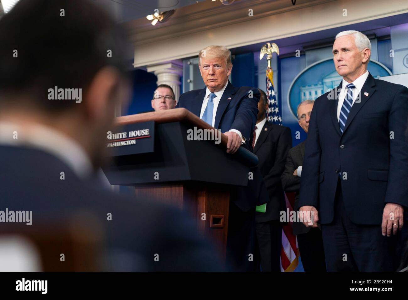 U.S President Donald Trump delivers remarks at the White House ...