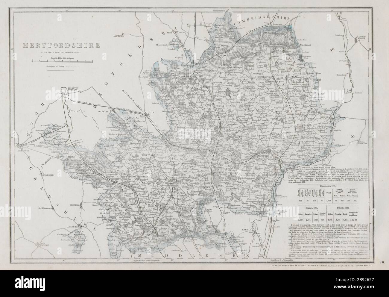 Antique county map BR DAVIES 1863 Railways MIDDLESEX /& LONDON PARISHES