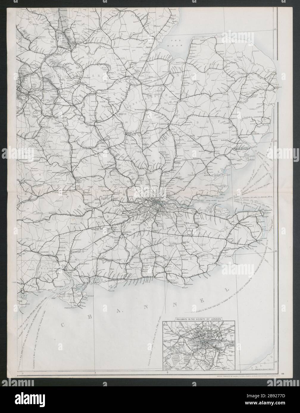 'Great Britain showing all the railways…' South-east England. DOWER 1868 map Stock Photo