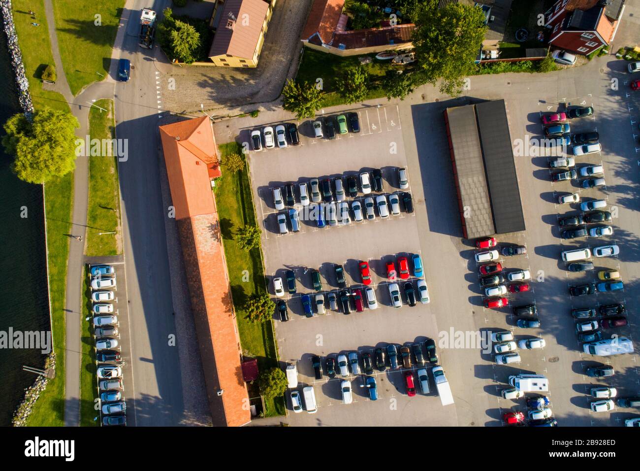 Photo inspiration: Visual Reference: Aerial View Of Parking Space And Scandinavian Houses In Summer