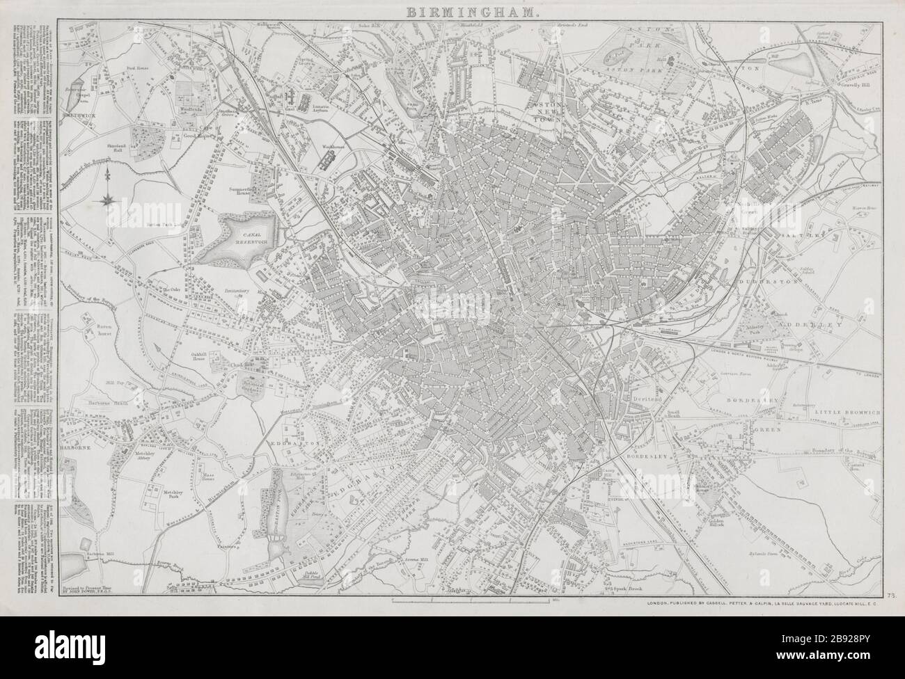 BIRMINGHAM. Large town/city plan by JW LOWRY for the Dispatch Atlas 1868 map Stock Photo