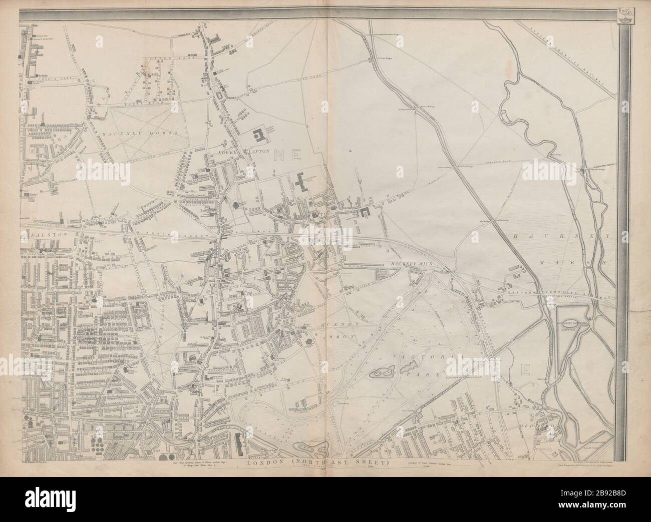 'CASSELLS LONDON NE. Hackney Old Ford Dalston Clapton Homerton. WELLER 1863 map Stock Photo