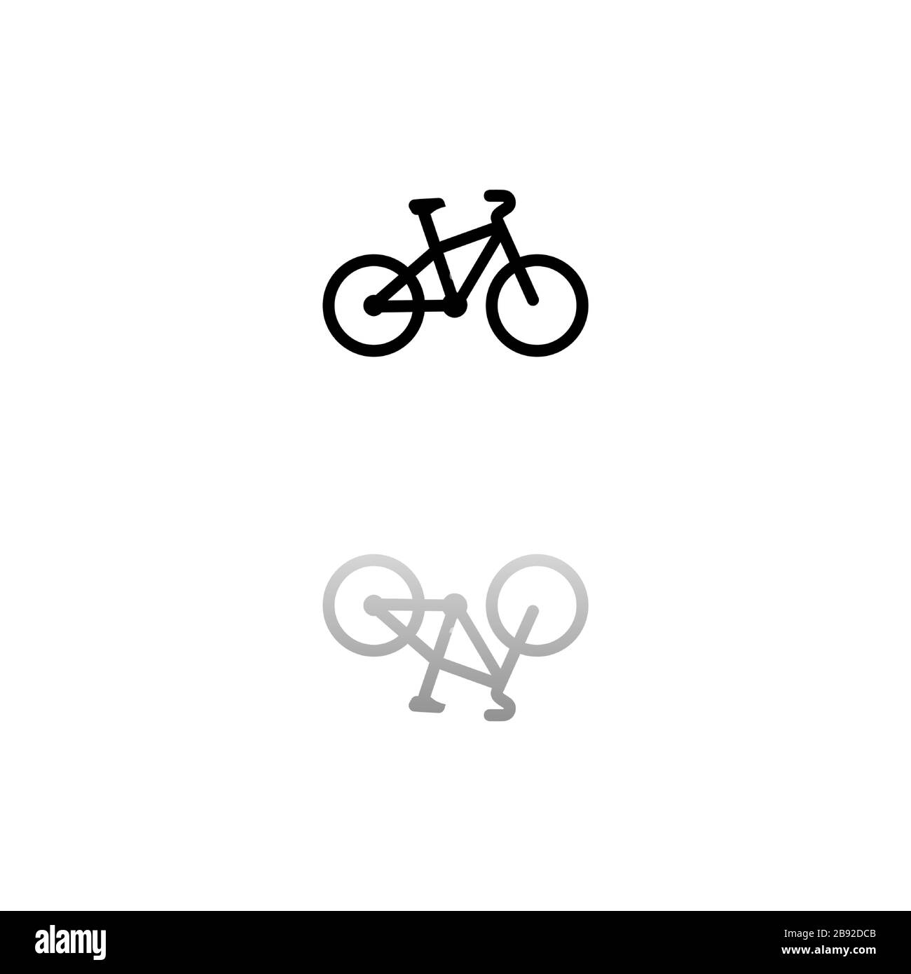 Bicycle. Black symbol on white background. Simple illustration. Flat Vector Icon. Mirror Reflection Shadow. Can be used in logo, web, mobile and UI UX Stock Vector