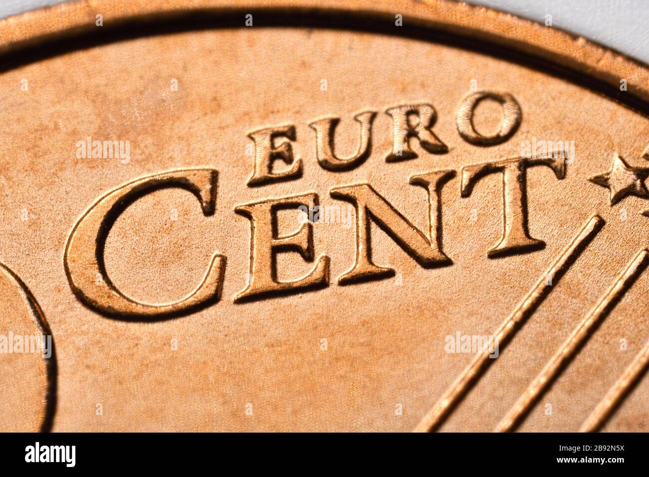 Close-up of an one-cent coin, symbolic photo for the planned abolition of 1-and 2-cent coins, Nahaufnahme einer Ein-Cent-Münze, Symbolfoto für die gep Stock Photo