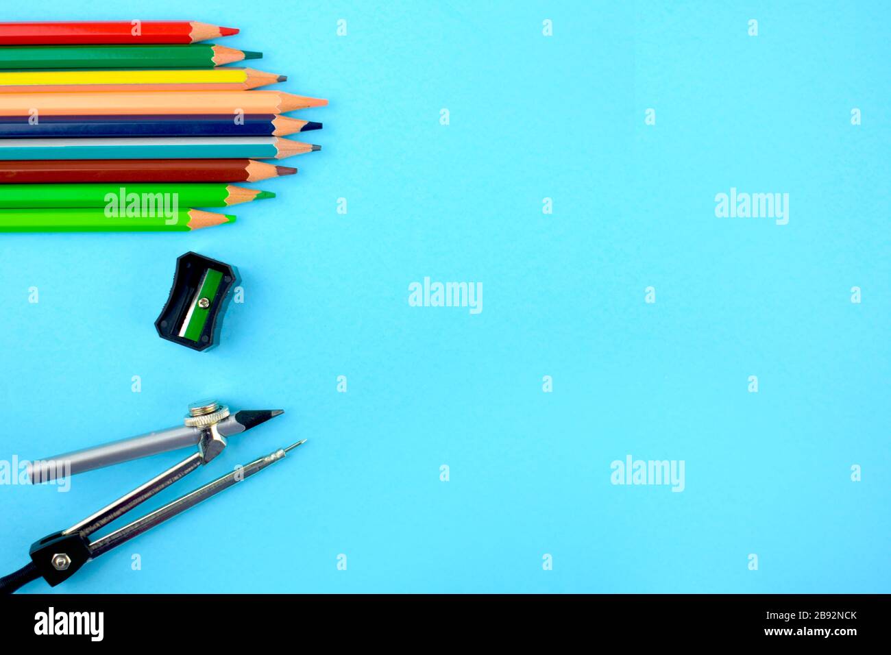 Compass Study Material Study materials like pencil,sharpener,pencil compass arranged on a ...