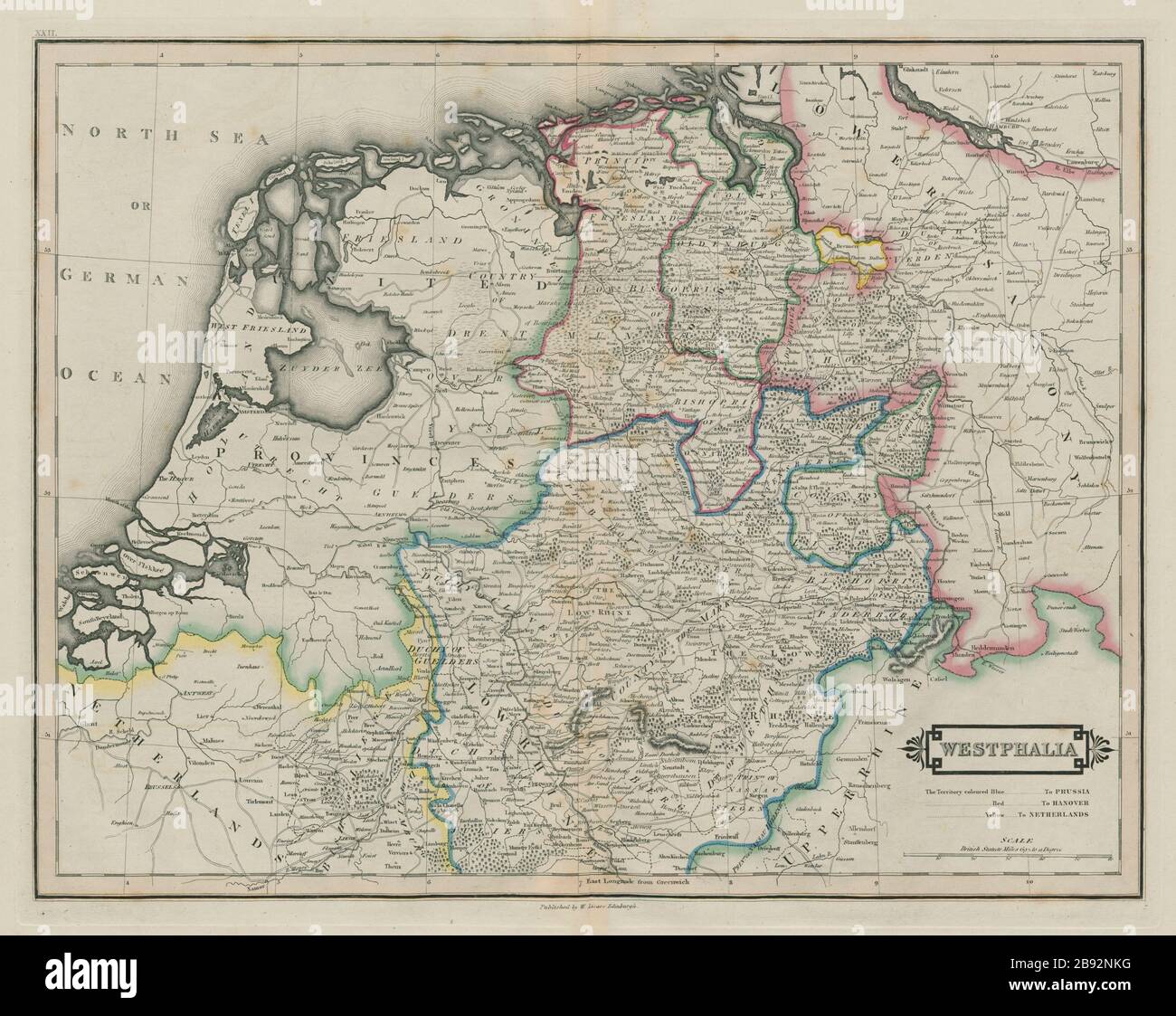 Parts of Lower Saxony & North Rhine Westphalia. Germany. LIZARS 1842 old map Stock Photo