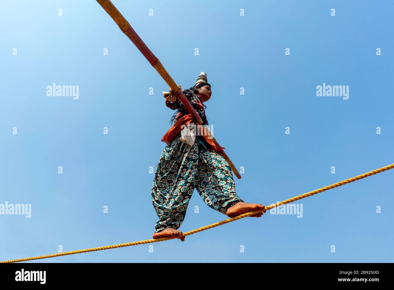 A rope walker dancer girl in action Stock Photo Alamy