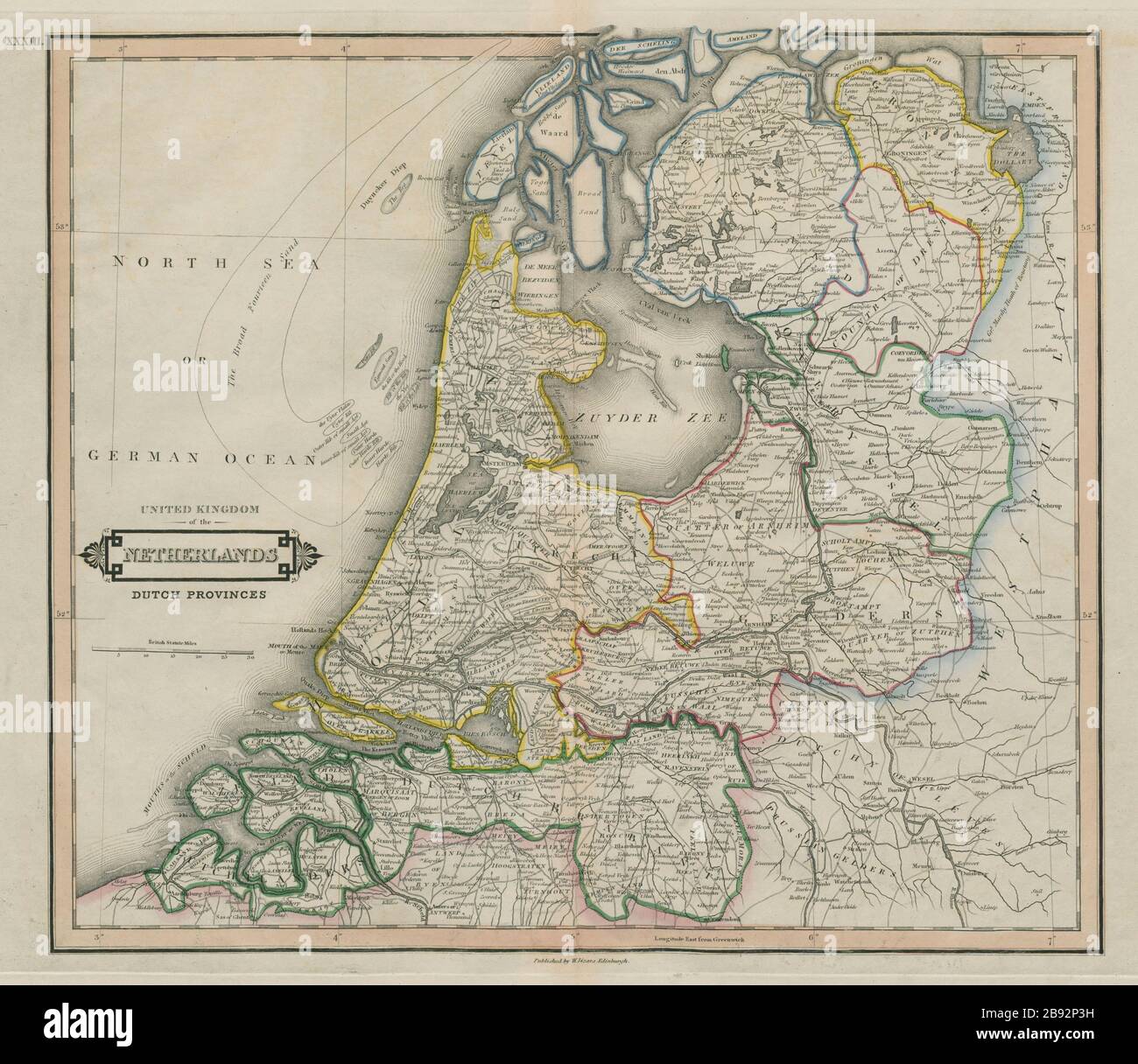 Holland. Netherlands. Excludes Limburg (Treaty of London). LIZARS 1842 old map Stock Photo