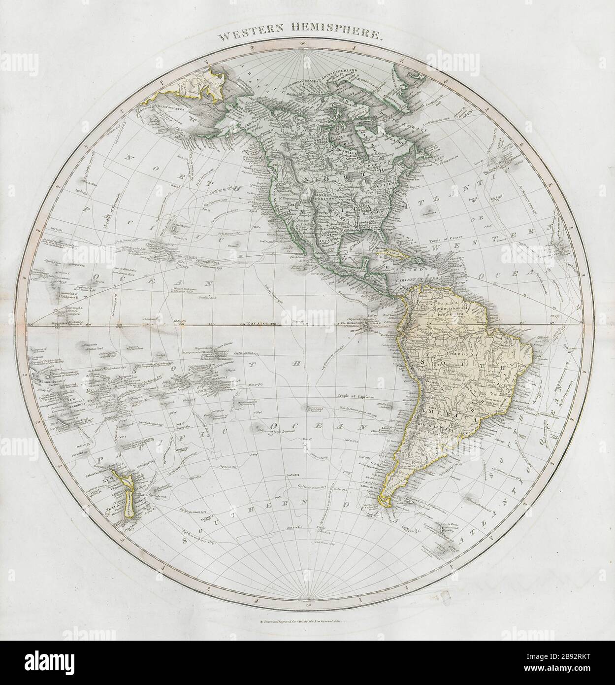 quot Western hemisphere quot North amp South - Western Hemisphere North South America Polynesia Thomson 1830 Old Map 2B92RKT