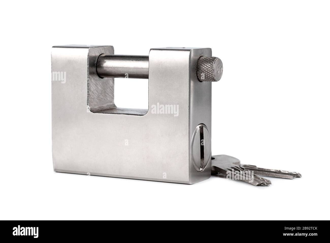 Closed silver padlock isolated on white background Stock Photo - Alamy