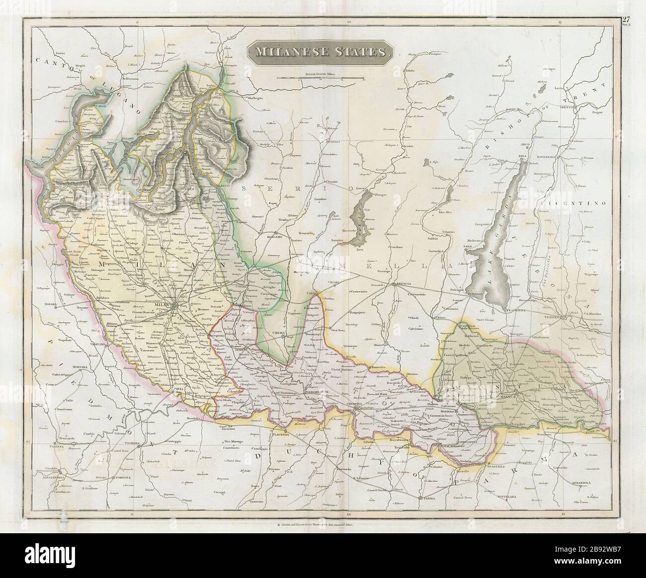 Milanese States. Alto Po. Mantua. South Lombardy. Italian Lakes THOMSON 1830 map Stock Photo