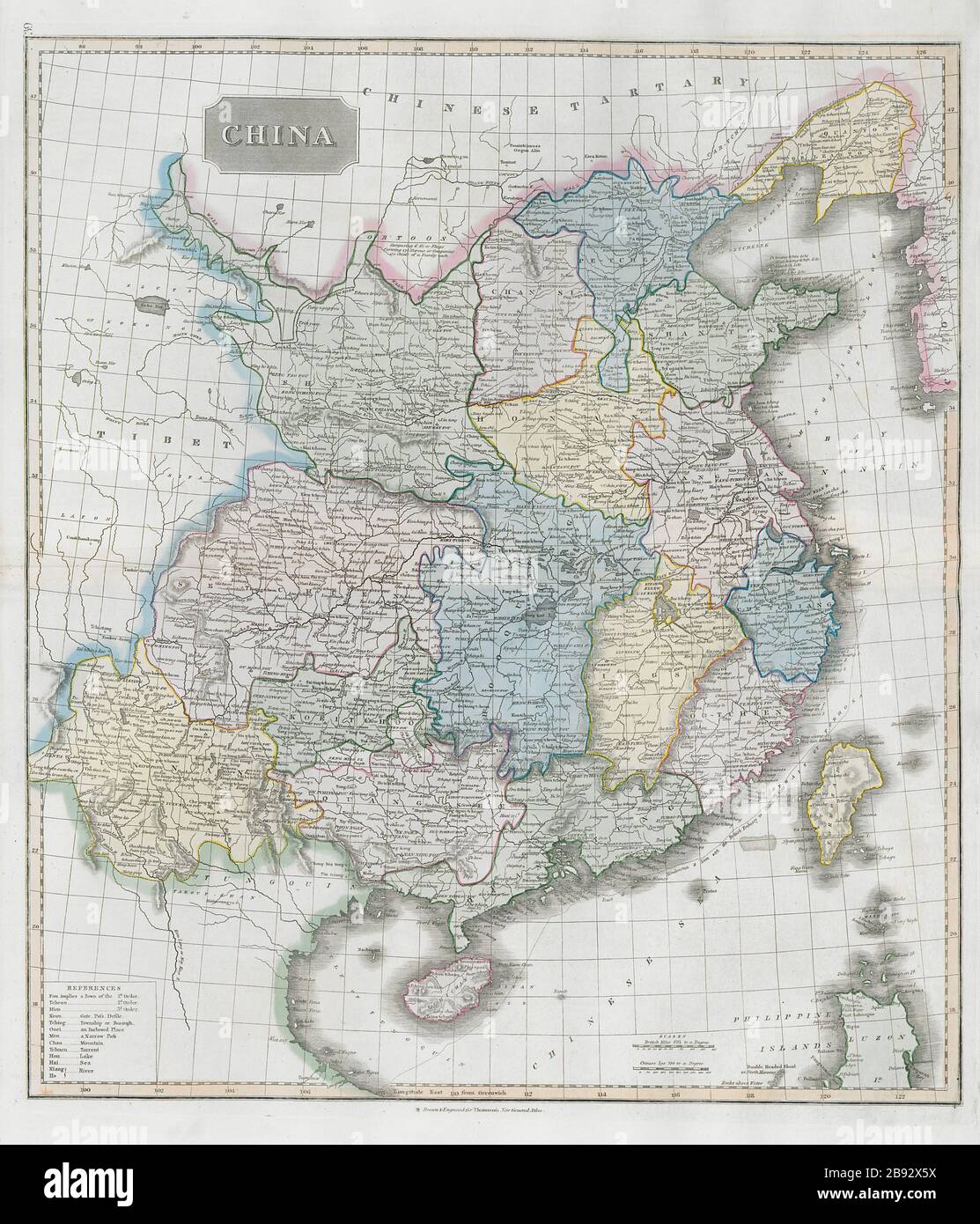 China showing route of George Macartney's Embassy in 1793. THOMSON 1830 map Stock Photo