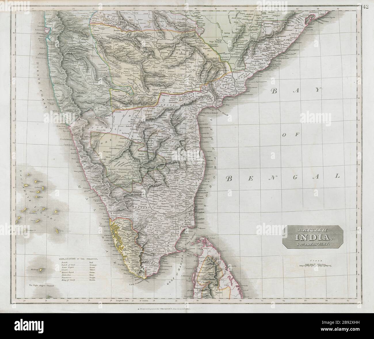 'British India, southern part'. Malabar & Coromandel coasts. THOMSON 1830 map Stock Photo
