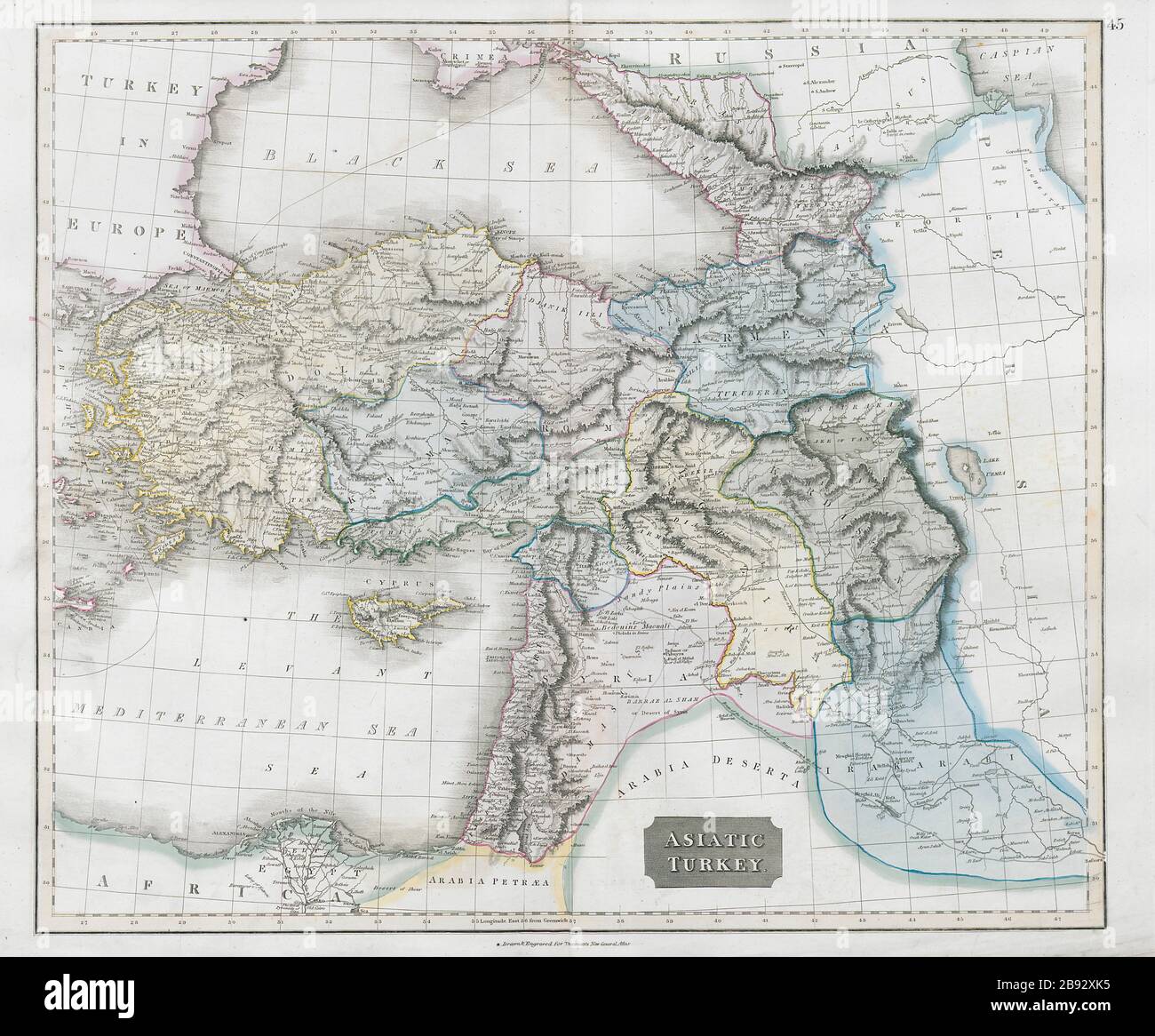 'Asiatic Turkey'. Anatolia Levant Kurdistan Armenia Cyprus. THOMSON 1830 map Stock Photo