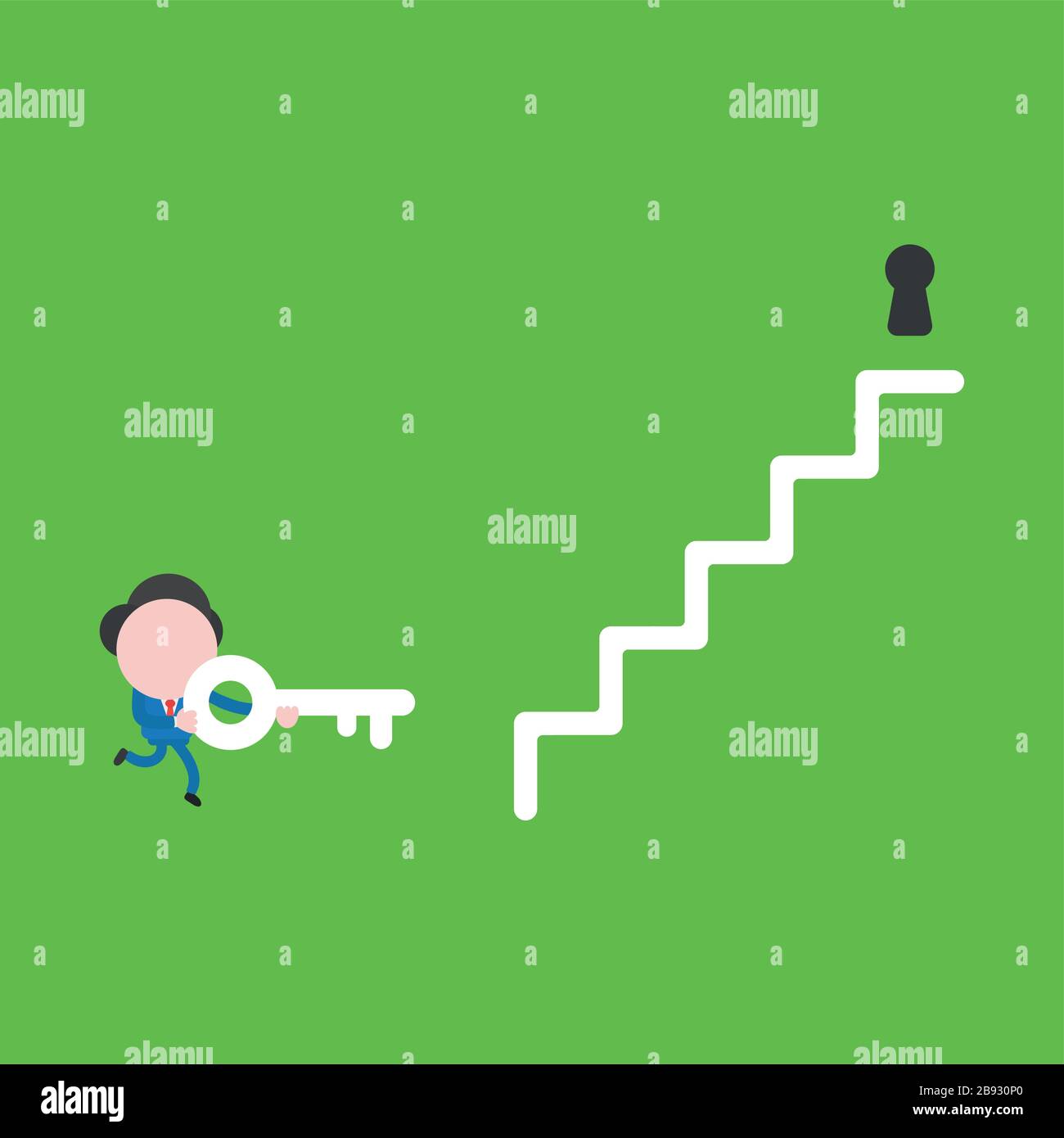 Vector illustration of businessman character running and carrying key ...