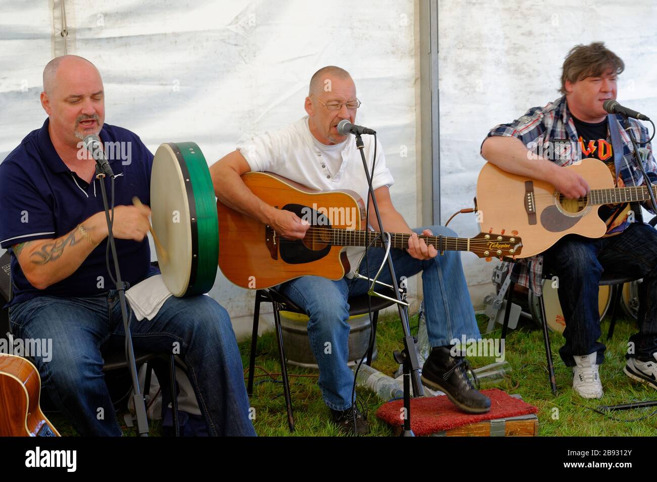 Folk musicians at the Highland games of Lochearnhead, near Crieff, Scotland. Stock Photo