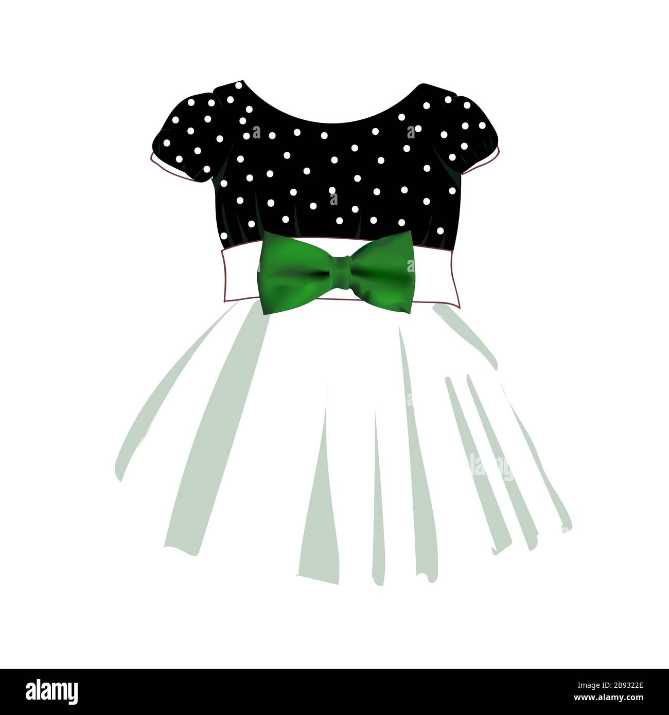 Fashionable dress pattern for little girls. Holiday clothes. Baby suit.  Princess. Black bow. Polka dot pattern Stock Vector Image & Art - Alamy