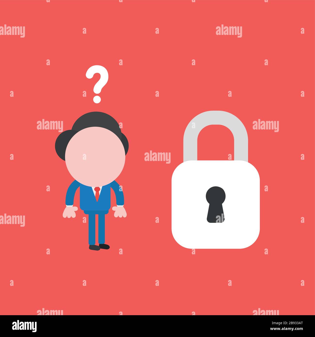 Vector illustration of businessman character confused with question ...