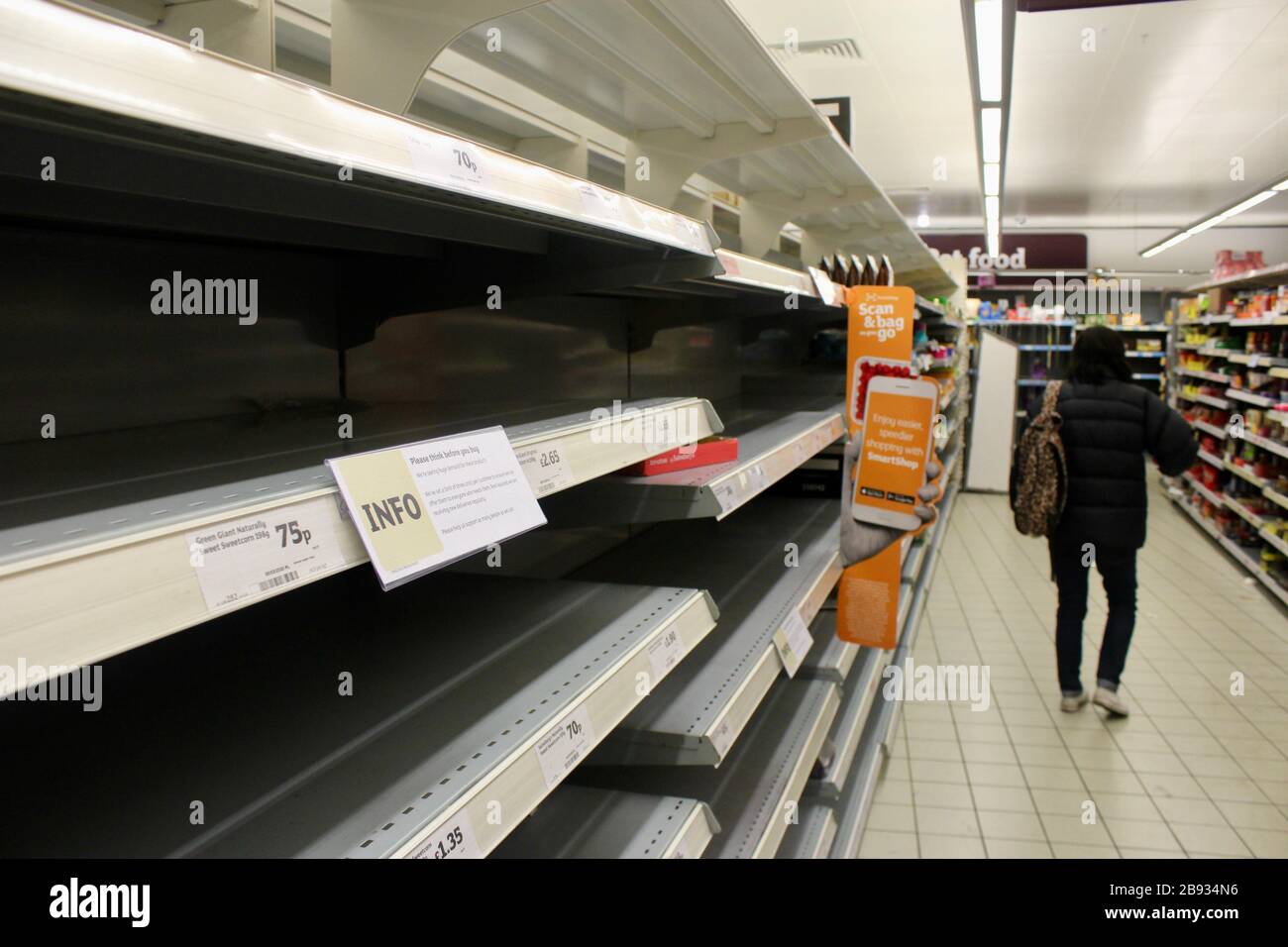 empty supermarket shelves in muswell hill north london Sainsbury's