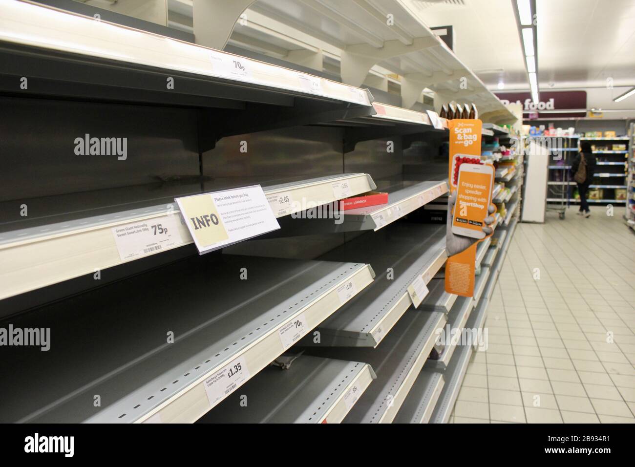 empty supermarket shelves in muswell hill north london Sainsbury's