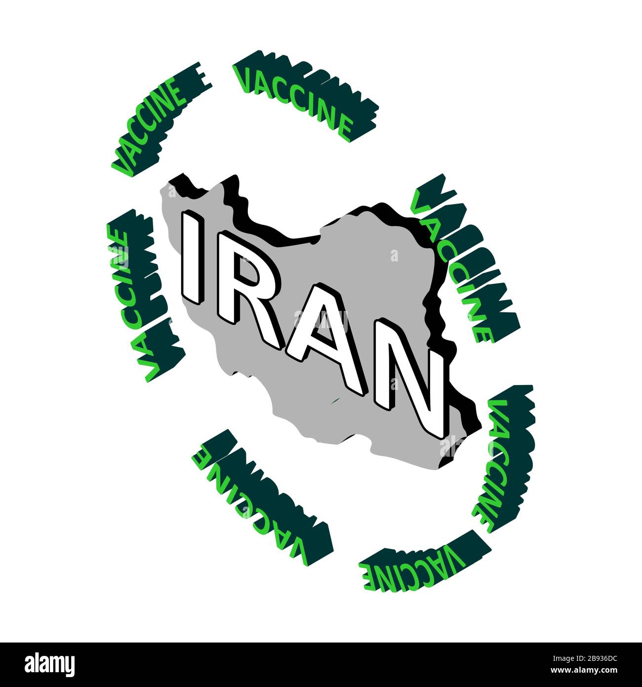 The concept of protecting the country's population from coronavirus, a vaccine against coronavirus, covid-19. Vector isometric map of Iran surrounded Stock Vector