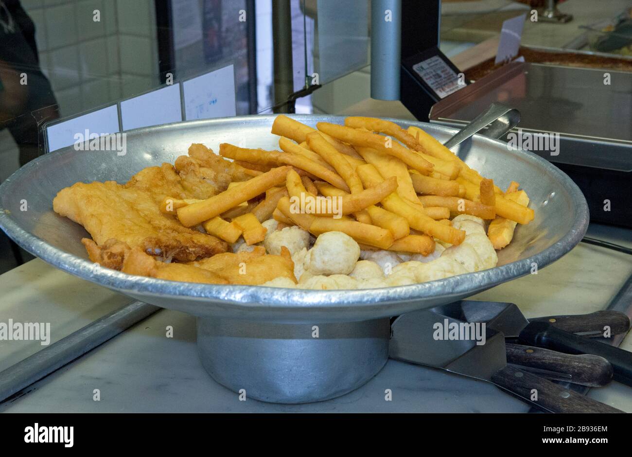 Mixed fried fish, Sciamadda, typical restaurant,, Genoa, Ligury, Italy, Europe Stock Photo